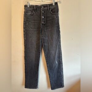Sundry Button Fly Ankle‎ Jeans Black With Leopard Stripe On Side Size 24